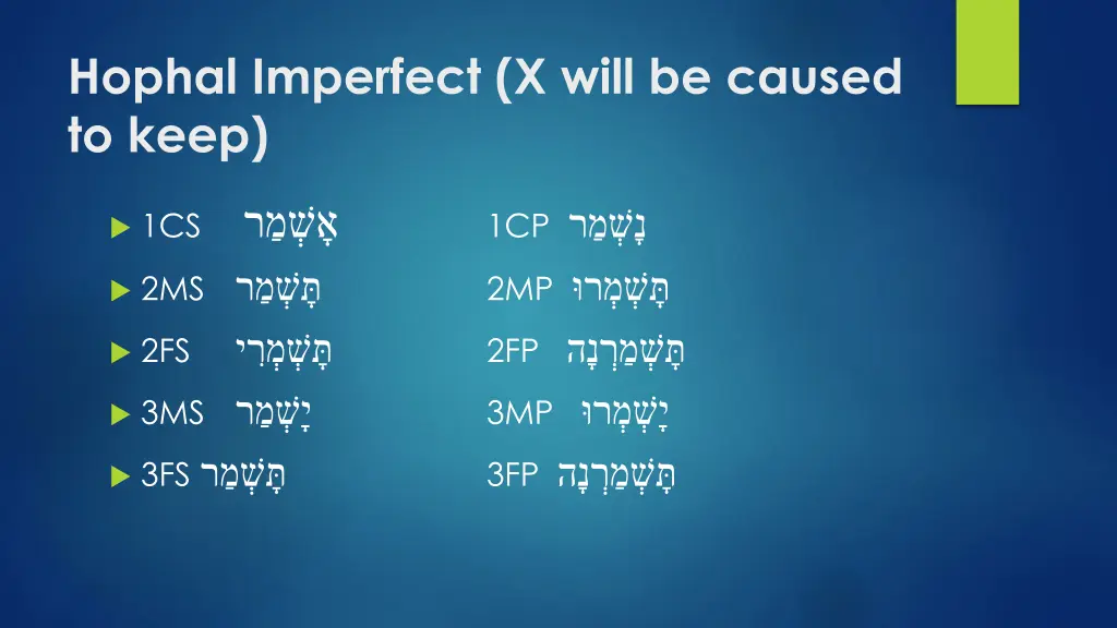 hophal imperfect x will be caused to keep