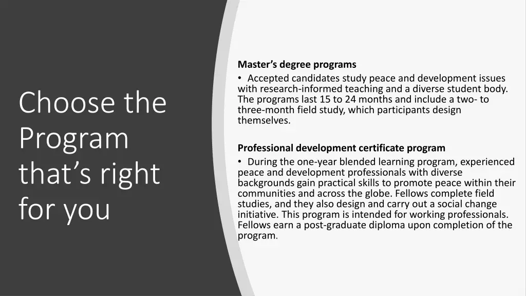 master s degree programs accepted candidates