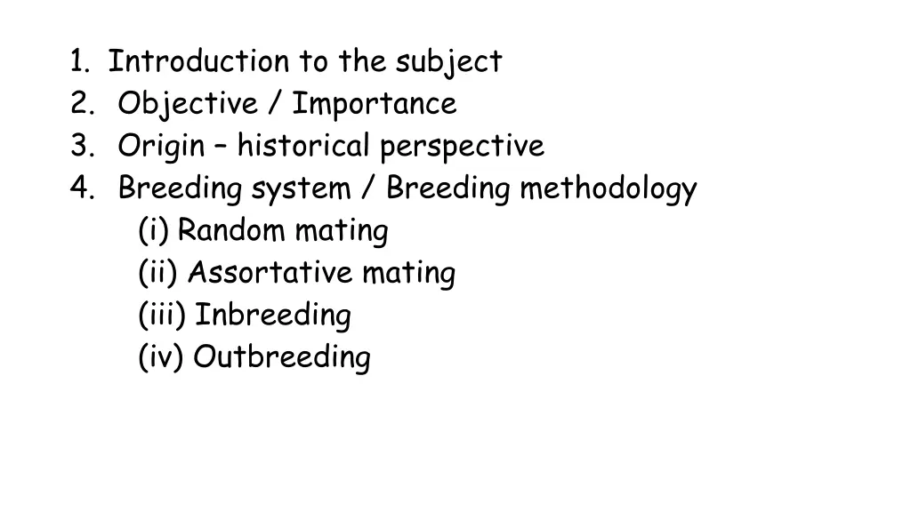 1 introduction to the subject 2 objective