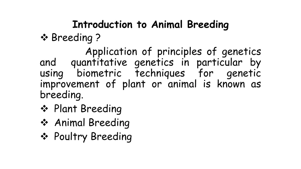 introduction to animal breeding breeding