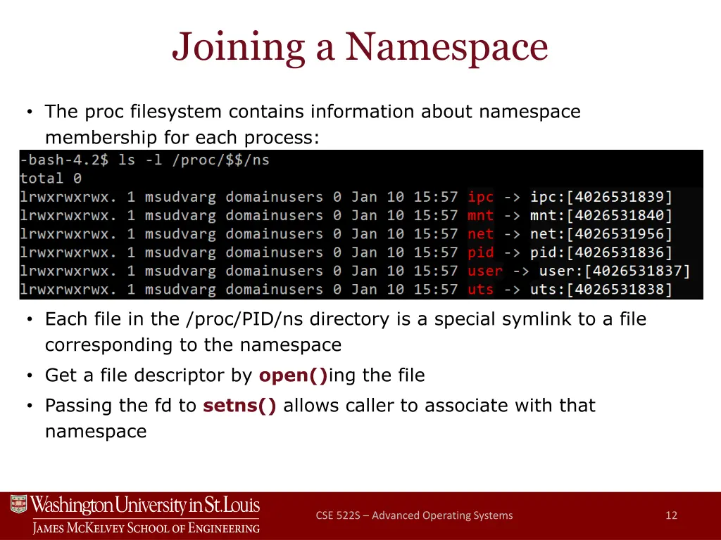 joining a namespace