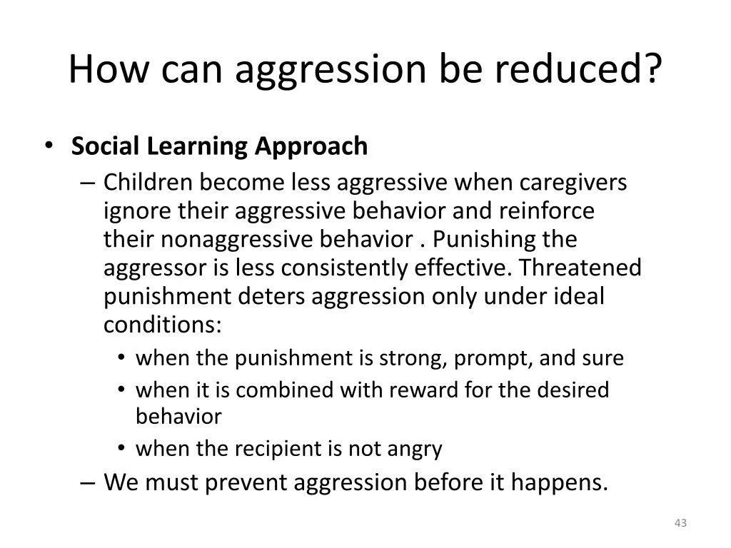 how can aggression be reduced