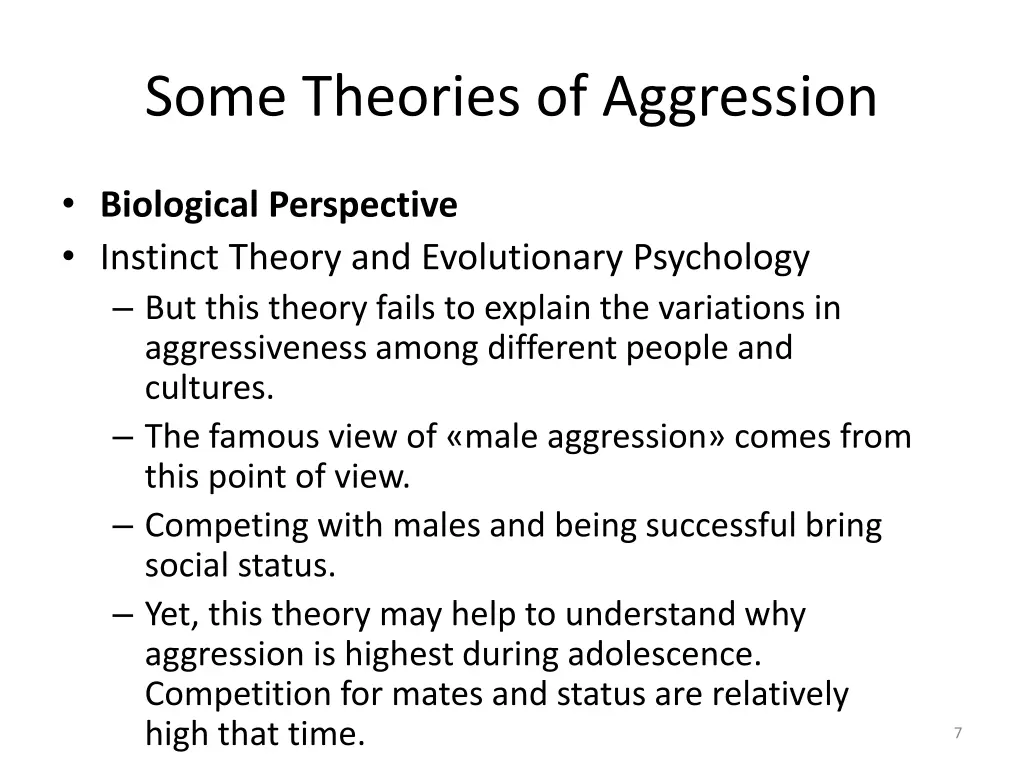 some theories of aggression 1