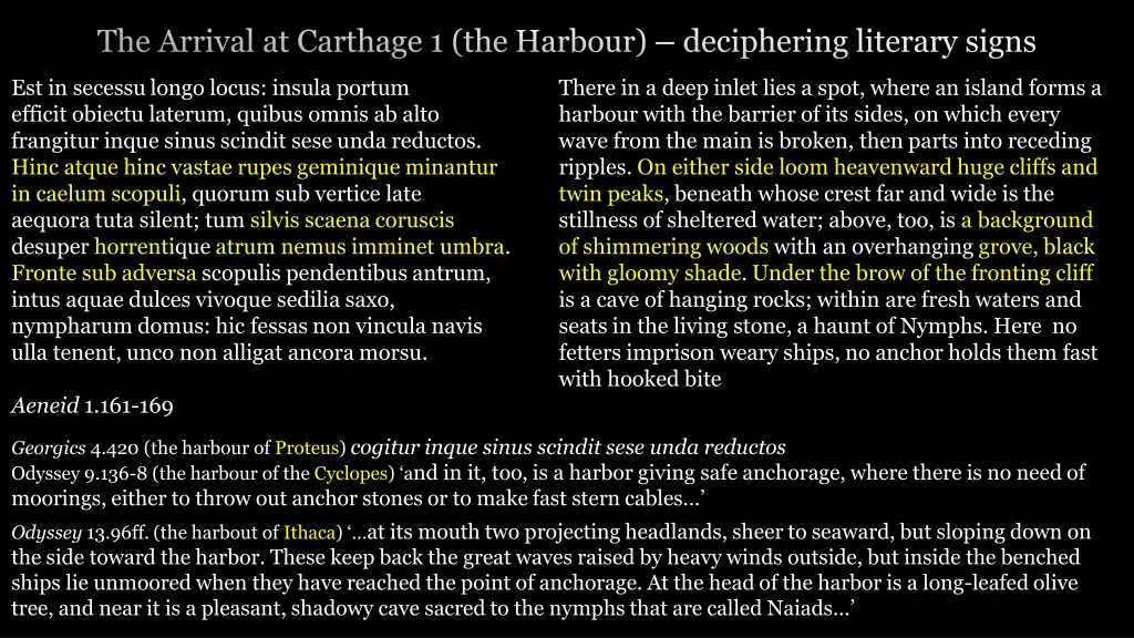 the arrival at carthage 1 the harbour deciphering