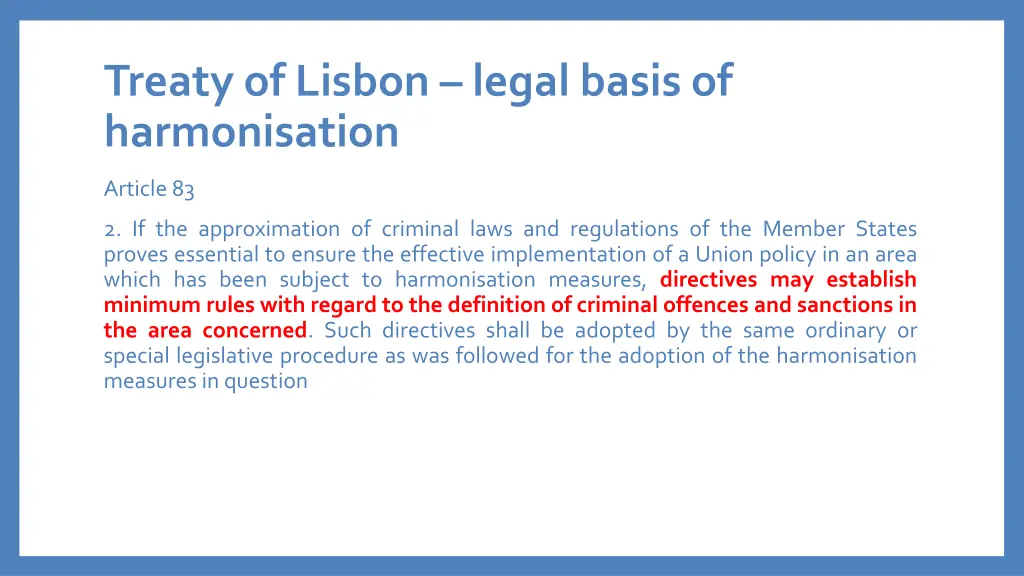 treaty of lisbon legal basis of harmonisation 3