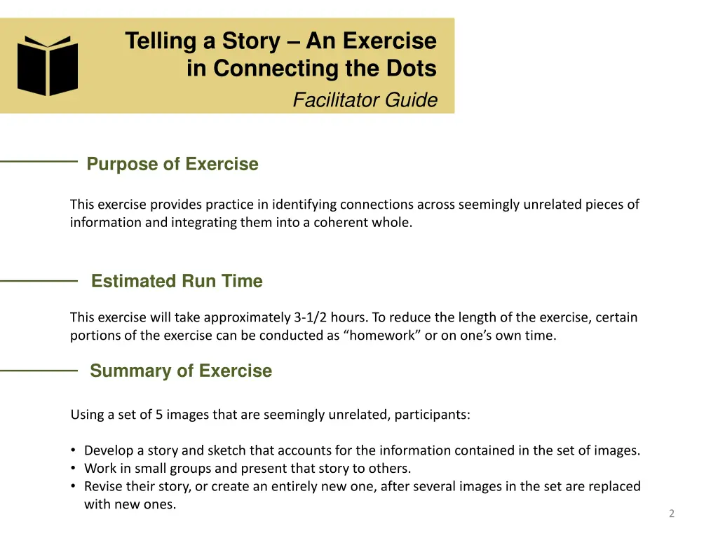 telling a story an exercise in connecting the dots