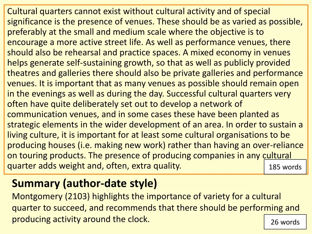 cultural quarters cannot exist without cultural