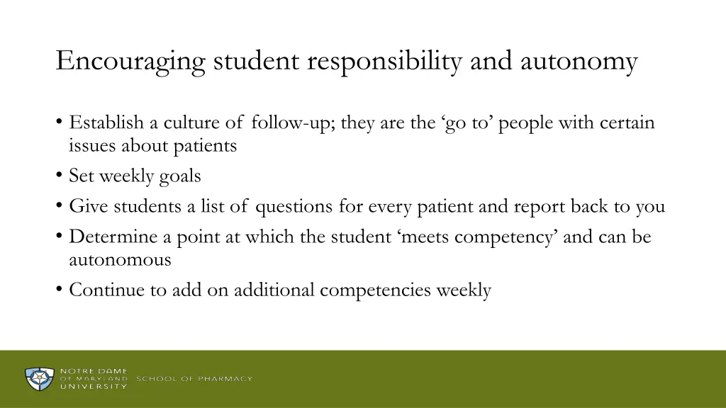 encouraging student responsibility and autonomy 1