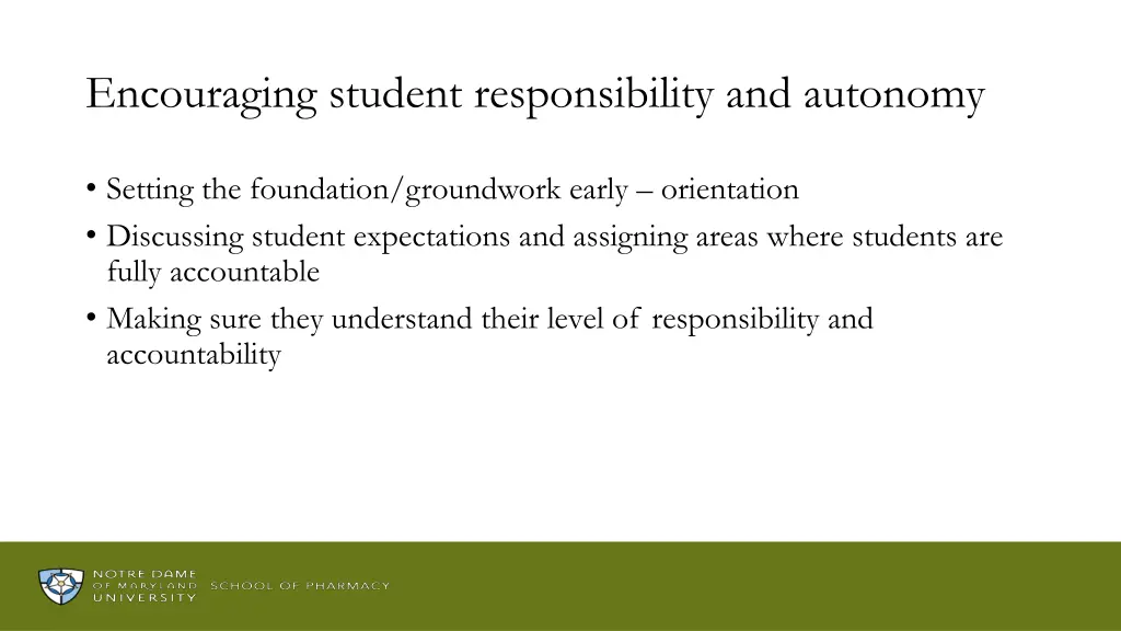 encouraging student responsibility and autonomy