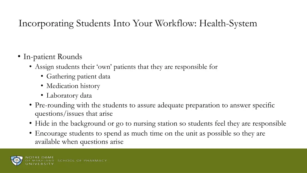 incorporating students into your workflow health