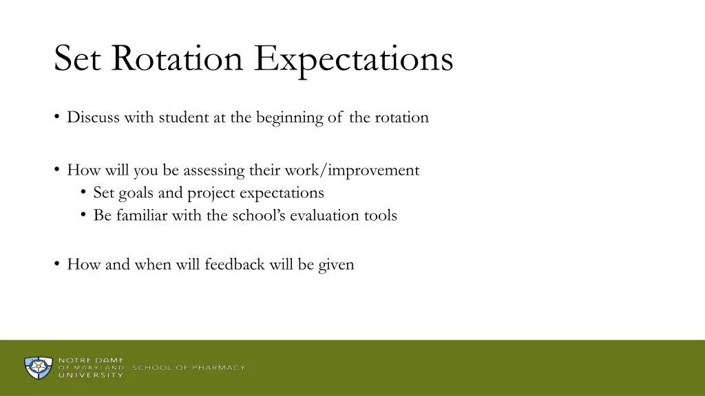 set rotation expectations