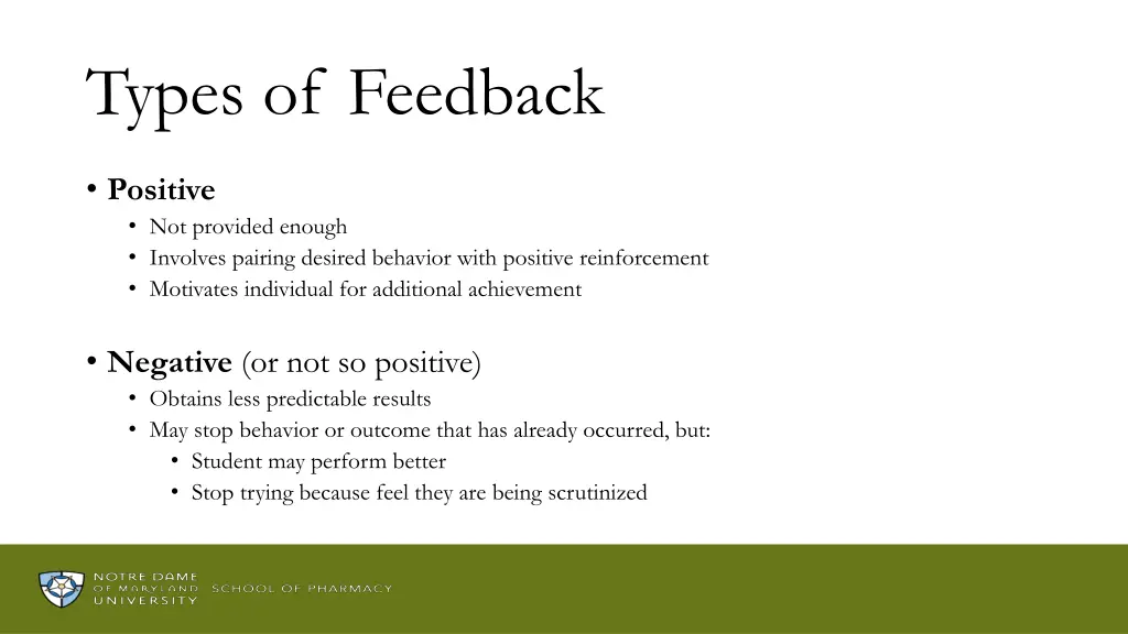 types of feedback