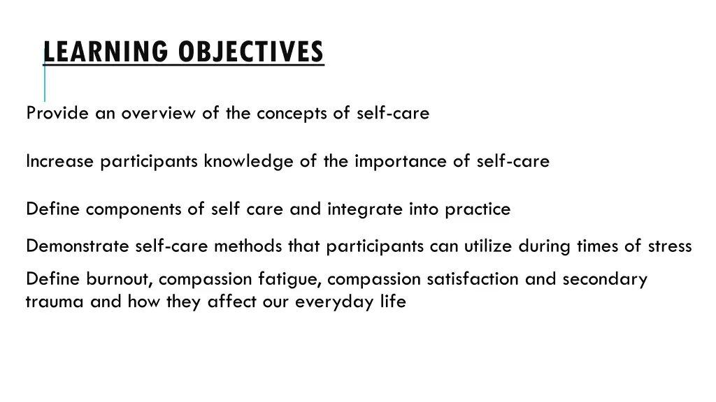 learning objectives