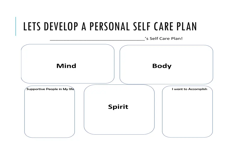 lets develop a personal self care plan