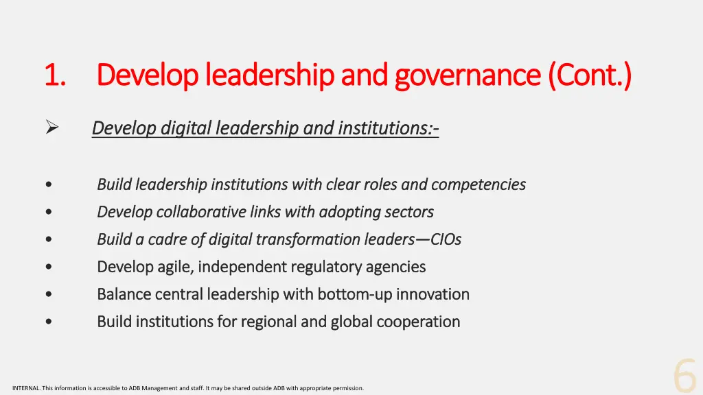 1 1 develop leadership and governance cont 1