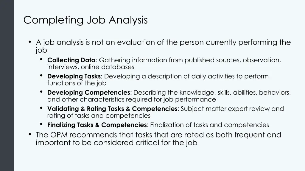 completing job analysis