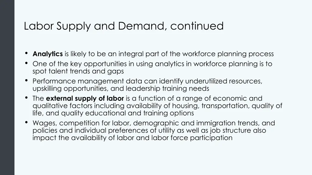 labor supply and demand continued