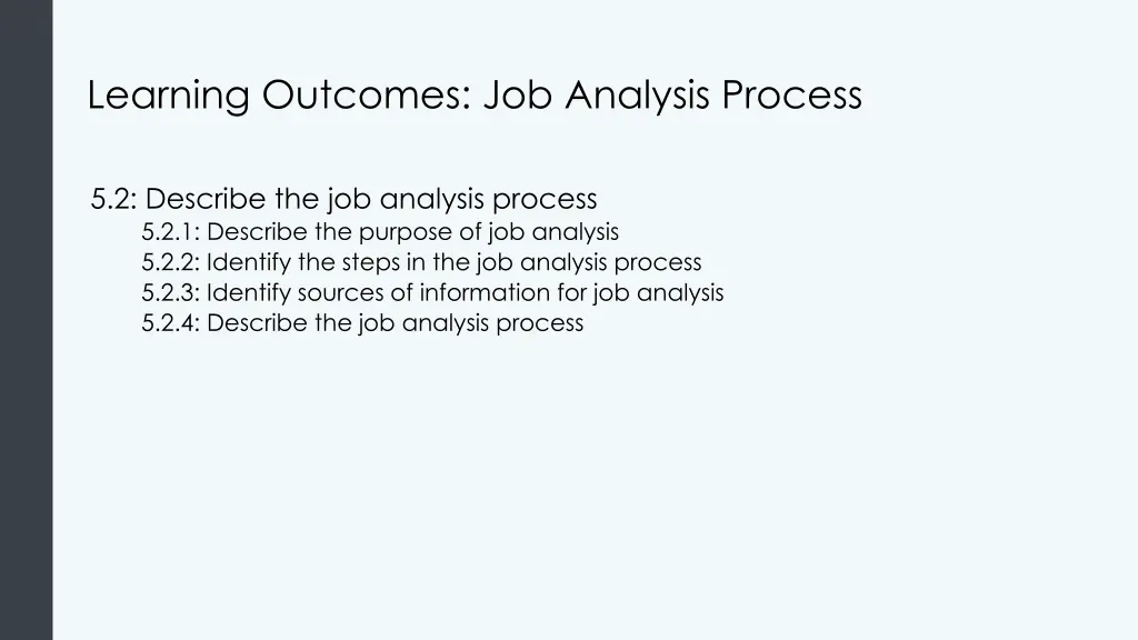 learning outcomes job analysis process