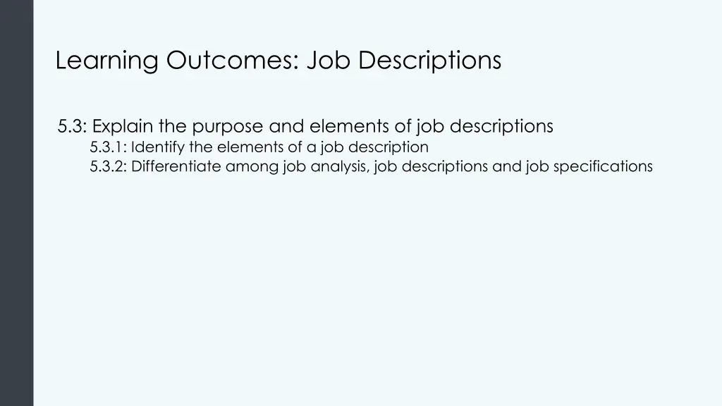 learning outcomes job descriptions