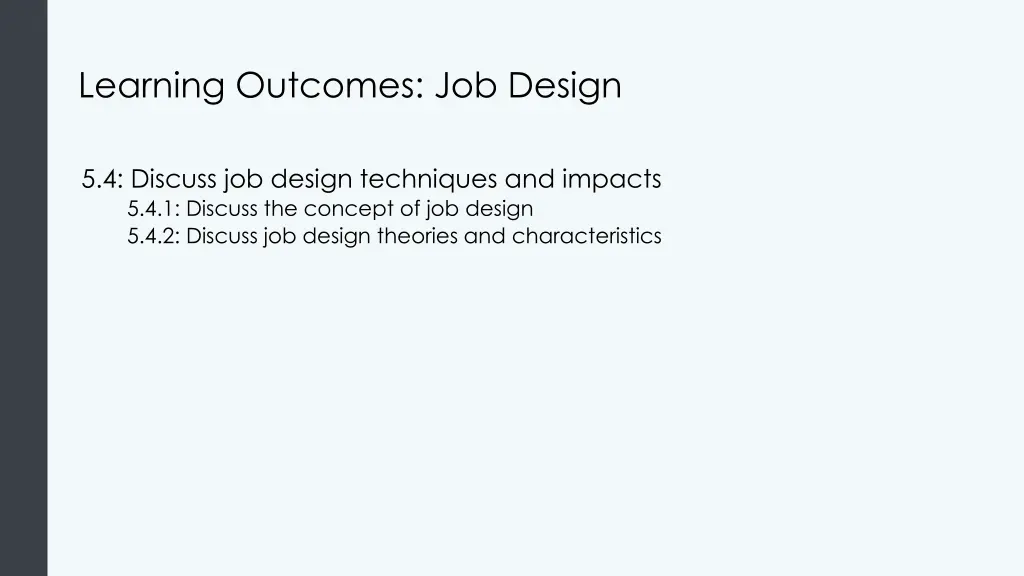 learning outcomes job design