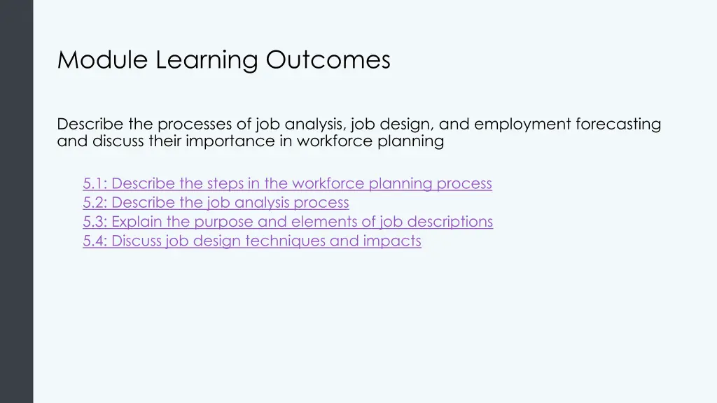 module learning outcomes