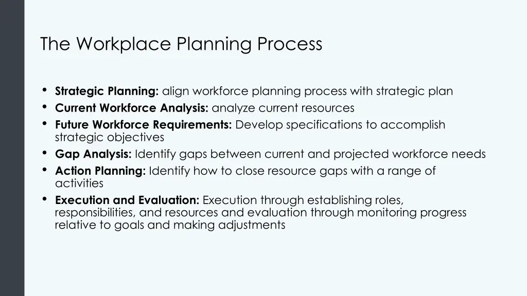 the workplace planning process