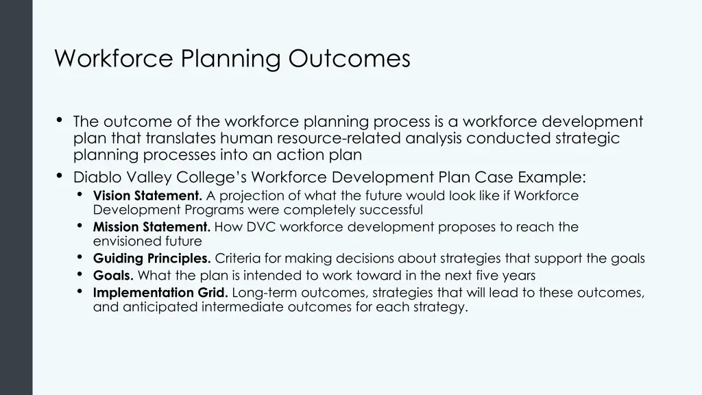 workforce planning outcomes