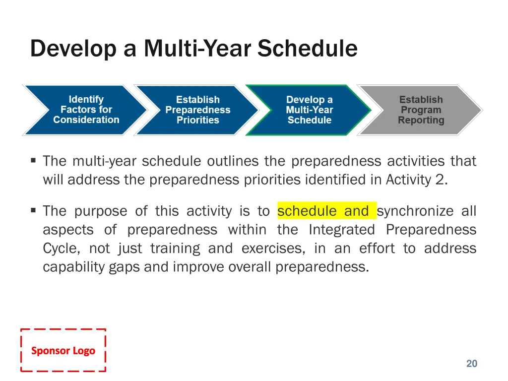 develop a multi year schedule