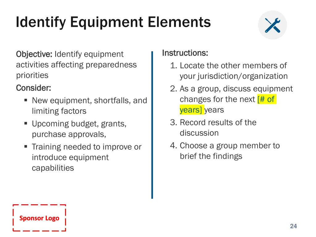 identify equipment elements