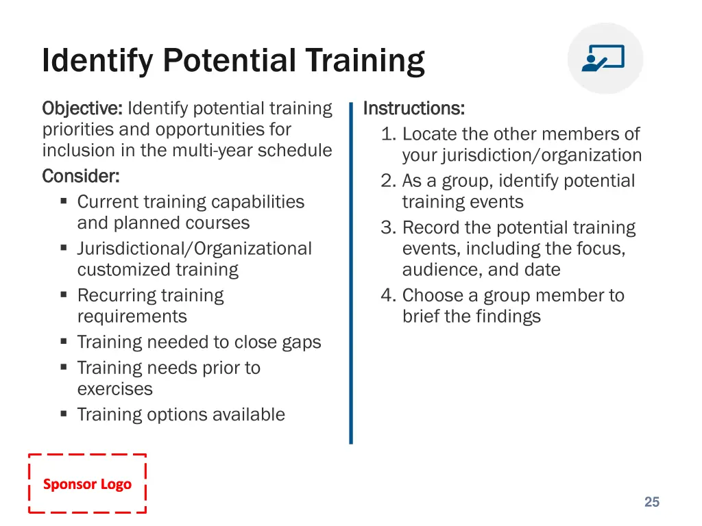 identify potential training