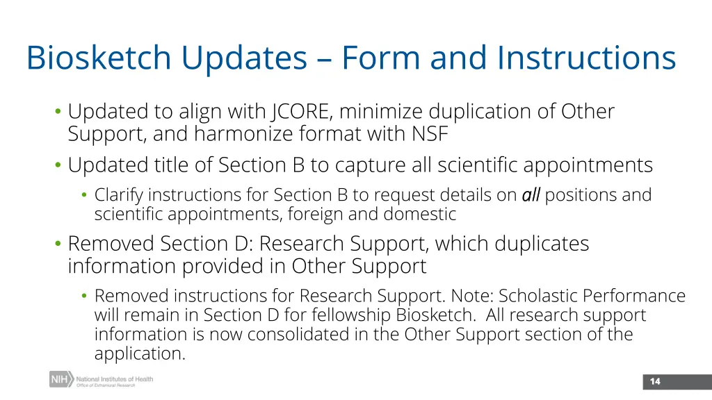 biosketch updates form and instructions