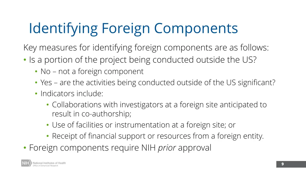 identifying foreign components key measures