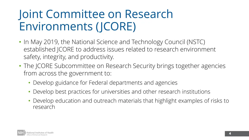 joint committee on research environments jcore