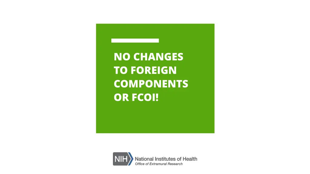 no changes to foreign components or fcoi