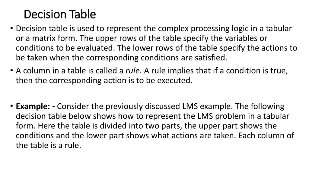 decision table decision table decision table