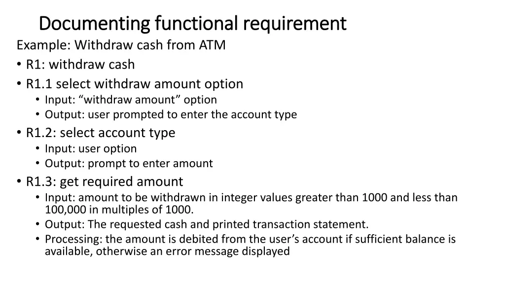 documenting functional requirement documenting