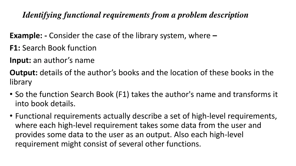 identifying functional requirements from