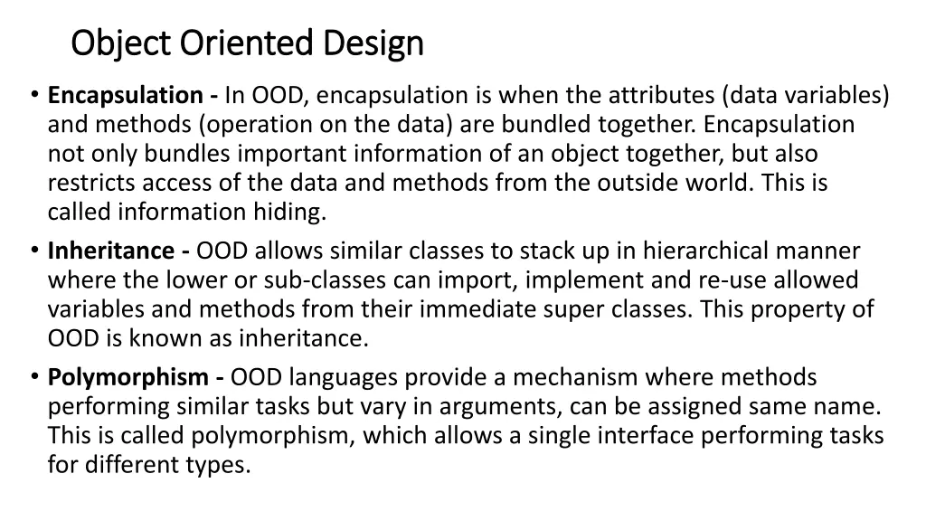 object oriented design object oriented design