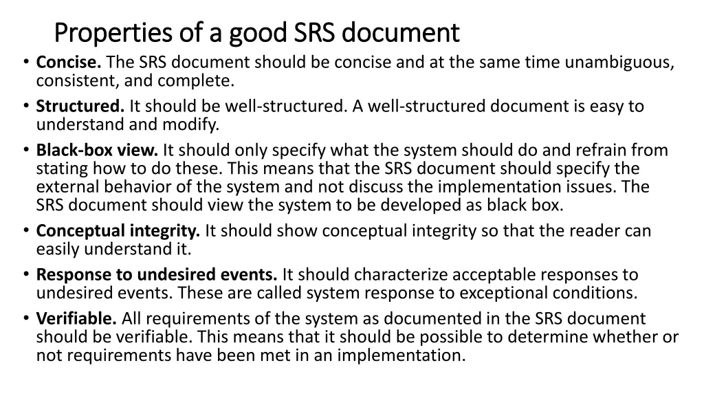 properties of a good srs document properties