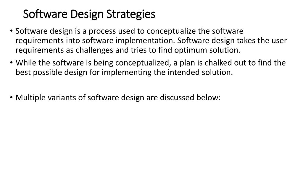 software design strategies software design