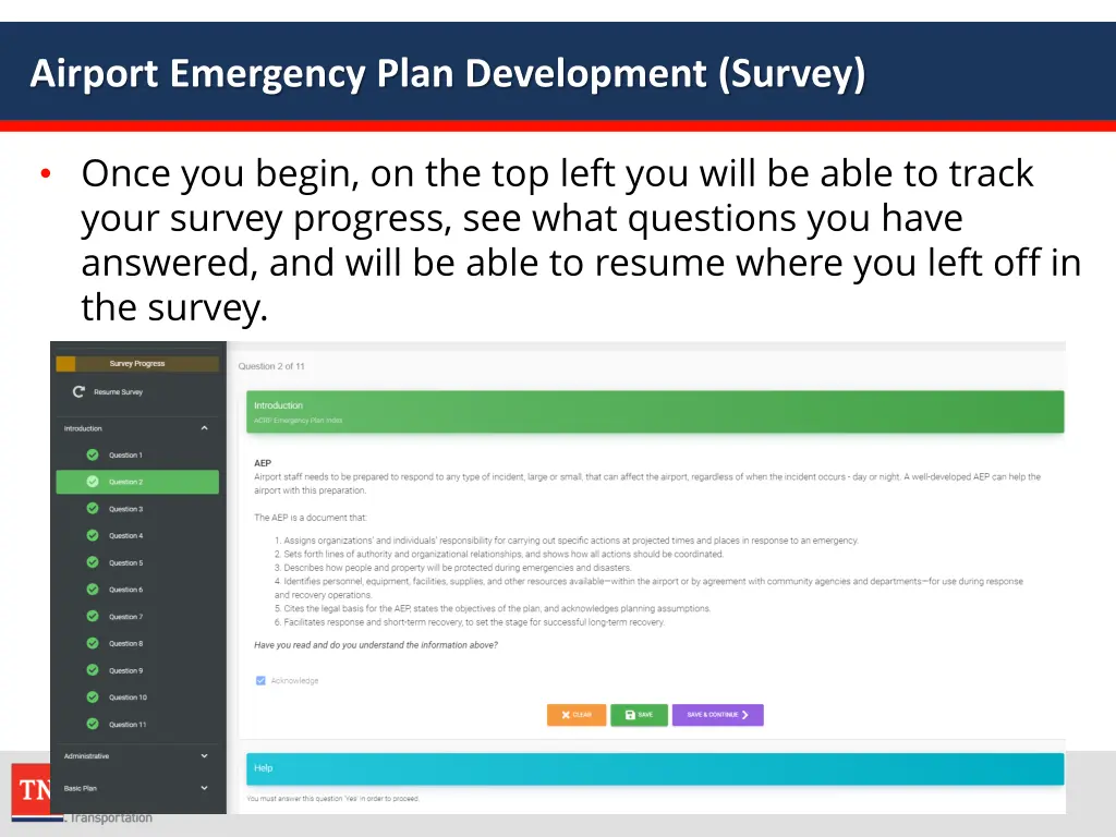 airport emergency plan development survey