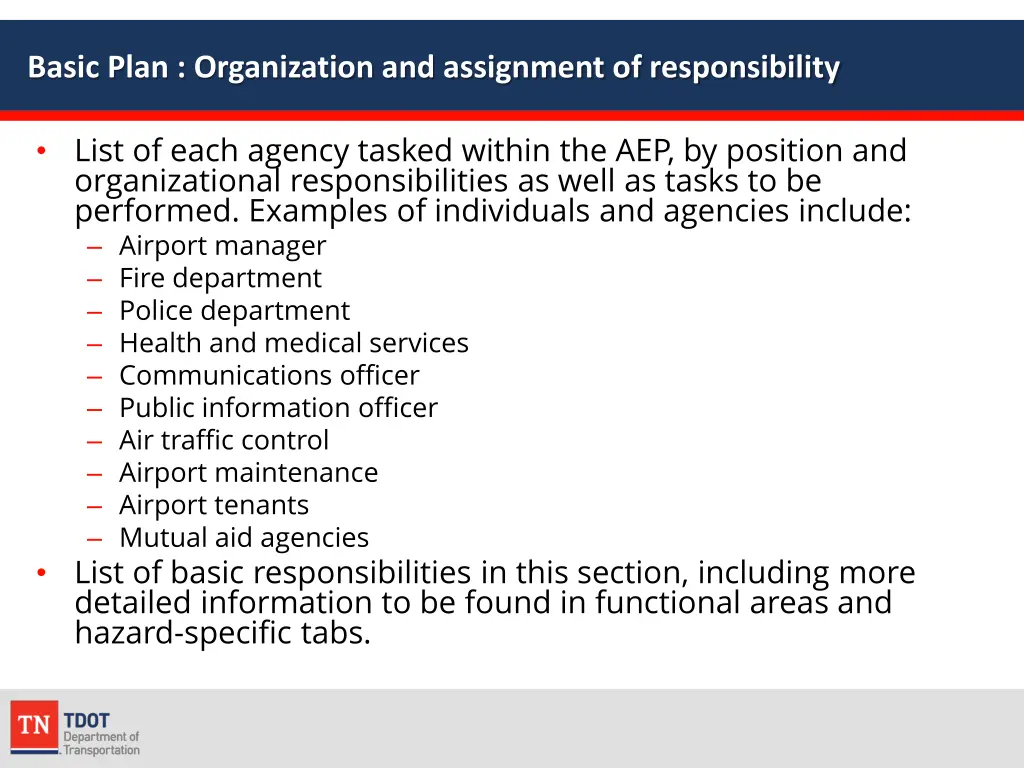 basic plan organization and assignment