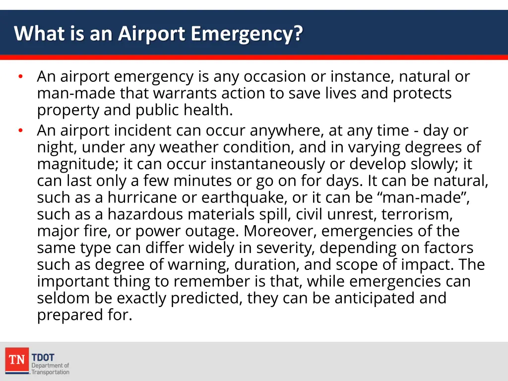 what is an airport emergency