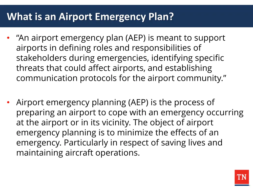 what is an airport emergency plan