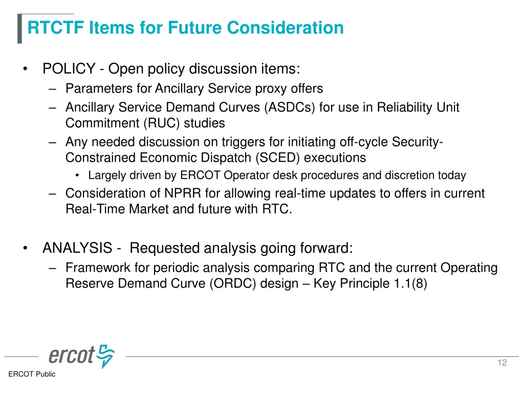 rtctf items for future consideration