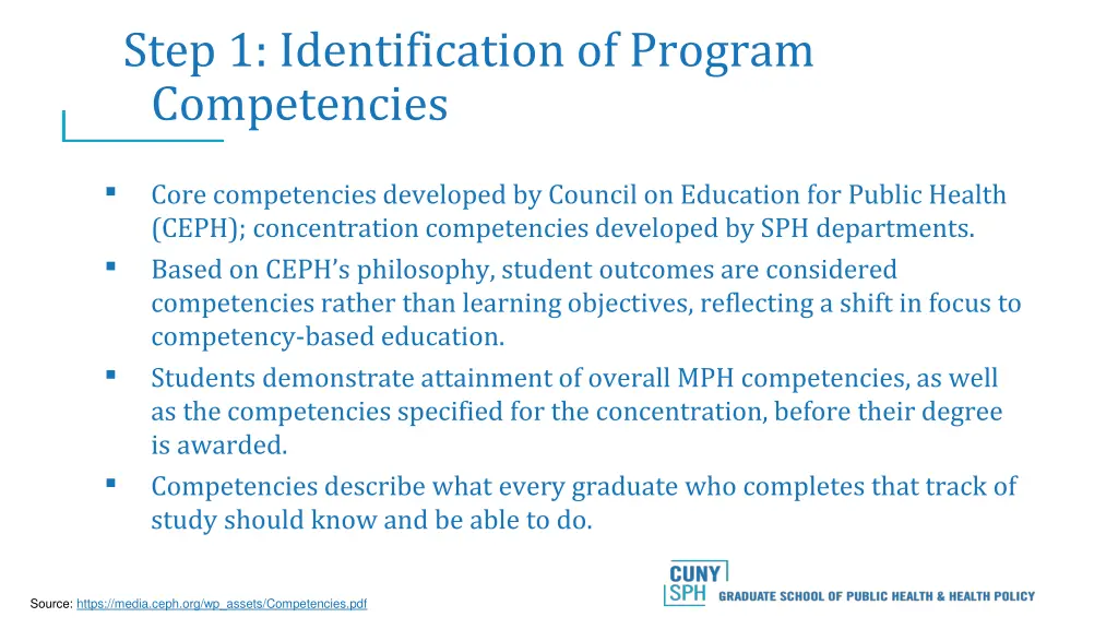 step 1 identification of program competencies