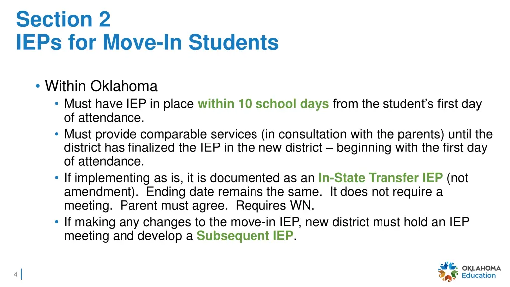 section 2 ieps for move in students