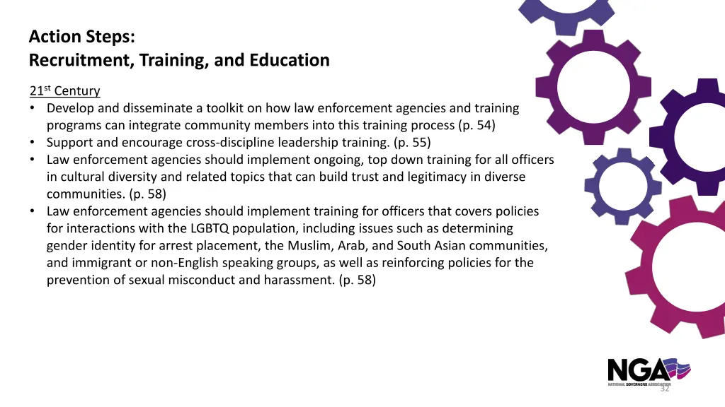 action steps recruitment training and education