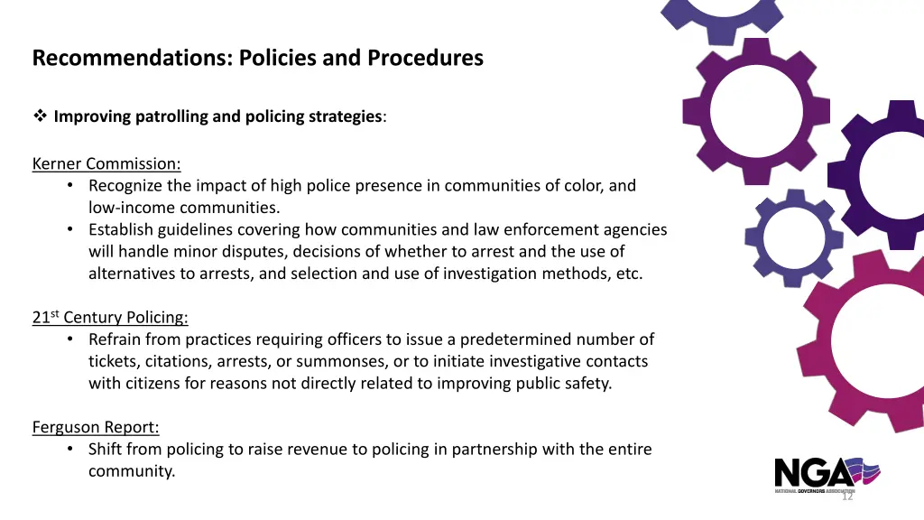 recommendations policies and procedures