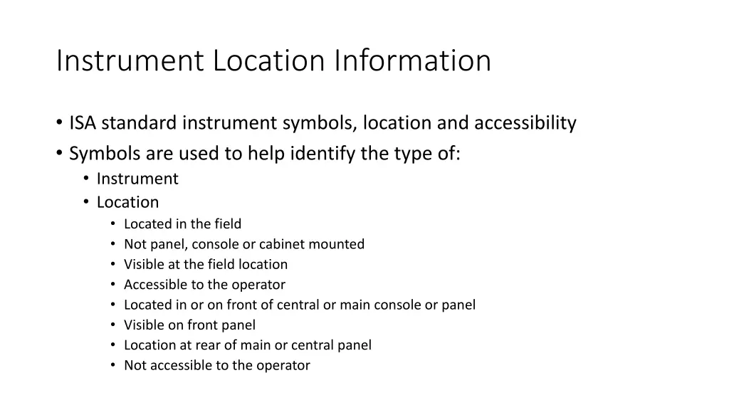 instrument location information